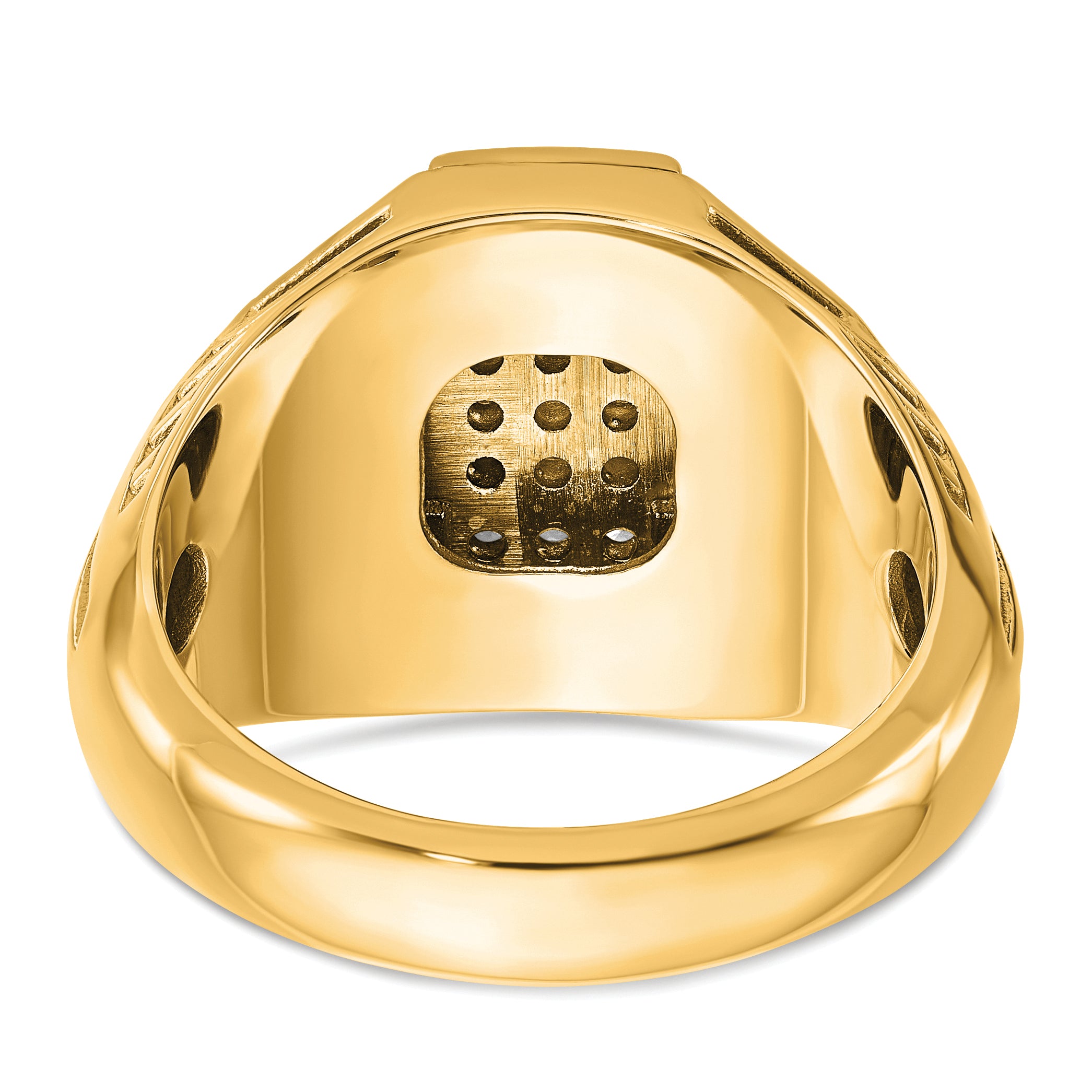 10k Men's Polished Textured and Grooved 1/2 Carat A Quality Diamond Cross Cluster Ring