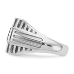 14k White Gold Men's Polished Textured and Grooved 1/2 Carat AA Quality Diamond Cross Cluster Ring - Sophia Jewelers