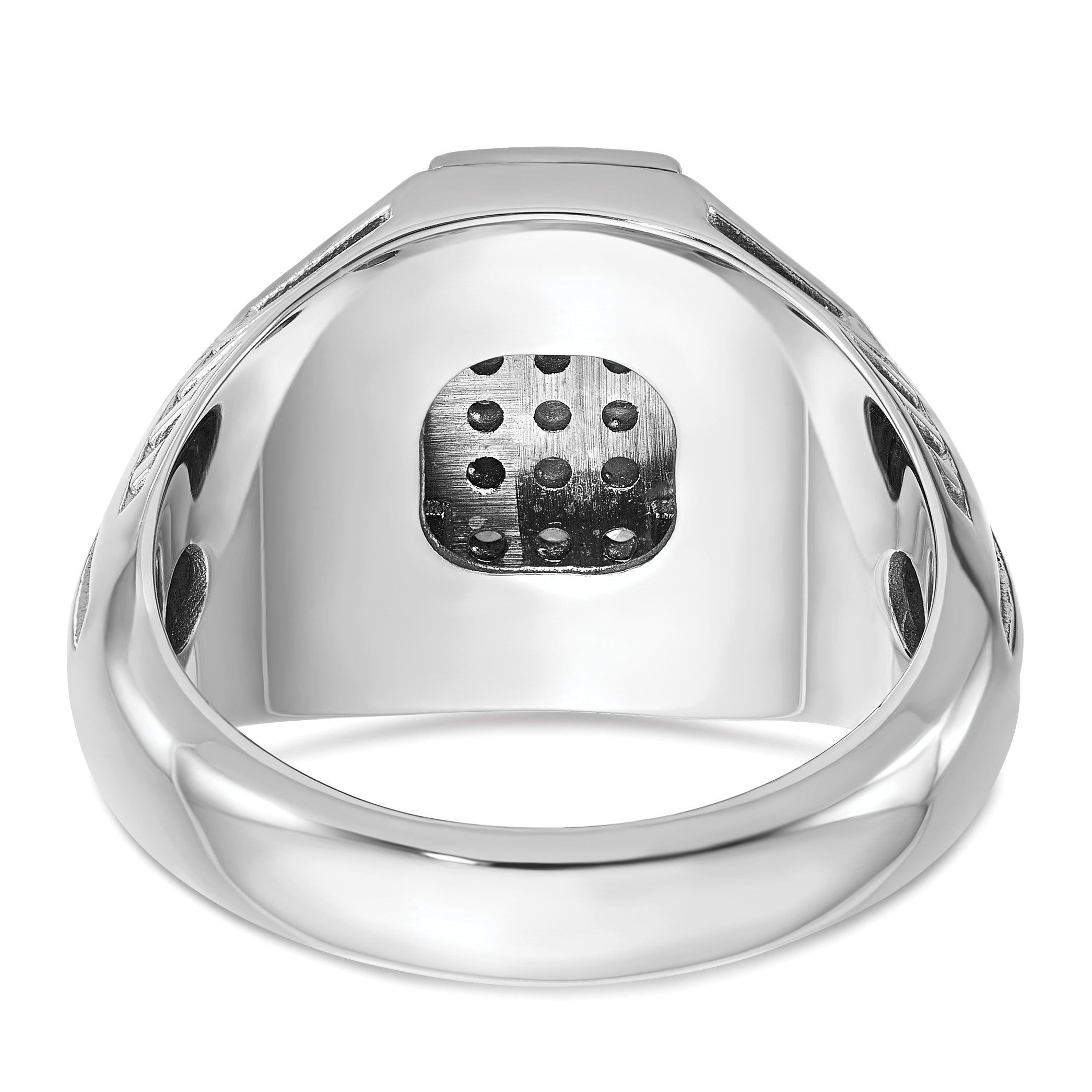 14k White Gold Men's Polished Textured and Grooved 1/2 Carat AA Quality Diamond Cross Cluster Ring - Sophia Jewelers