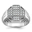 14k White Gold Men's Polished Textured and Grooved Cross Cluster Ring Mounting, Mounting Only - Sophia Jewelers