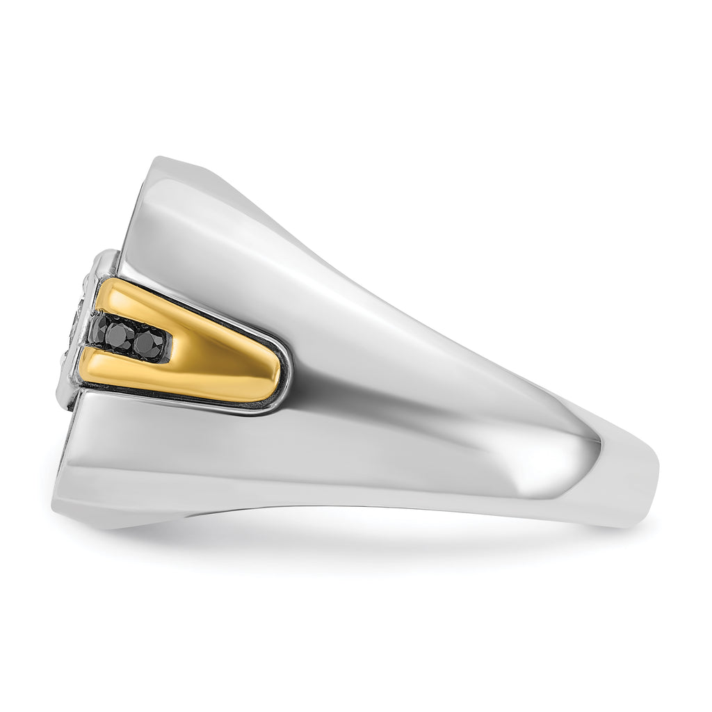 14k Two-tone with Black Rhodium Men's Polished and Satin Black and White 1/4 Carat AA Quality Diamon - Sophia Jewelers