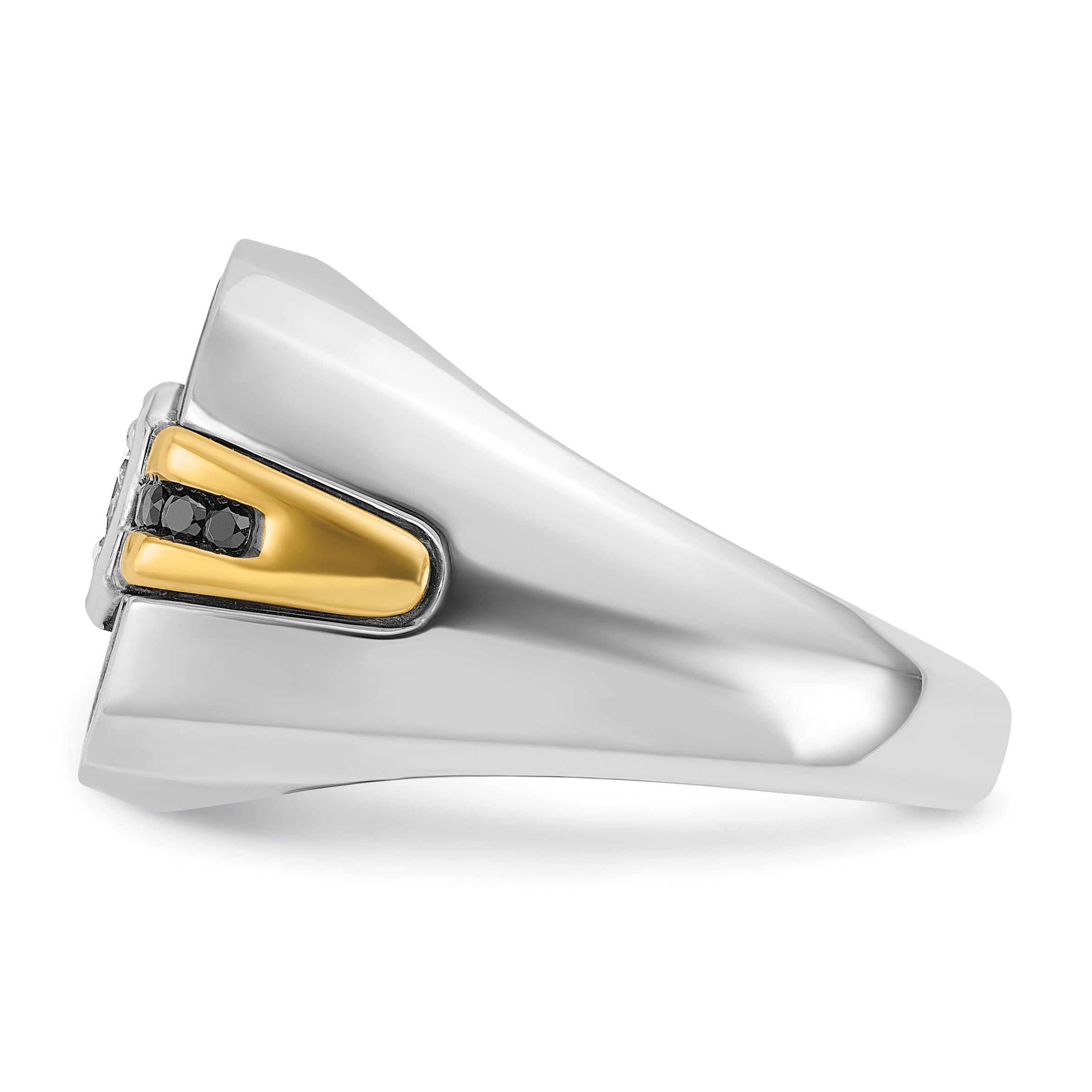 14k Two-tone with Black Rhodium Men's Polished and Satin Black and White 1/4 Carat AA Quality Diamon - Sophia Jewelers