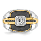 14k Two-tone Mens Polished and Satin Ring Mounting, Mounting Only - Sophia Jewelers