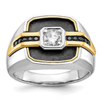 14k Two-tone Mens Polished and Satin Ring Mounting, Mounting Only - Sophia Jewelers
