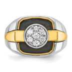 14k Two-tone with Black Rhodium Men's Polished and Satin 1/2 Carat AA Quality Diamond Cluster Ring - Sophia Jewelers