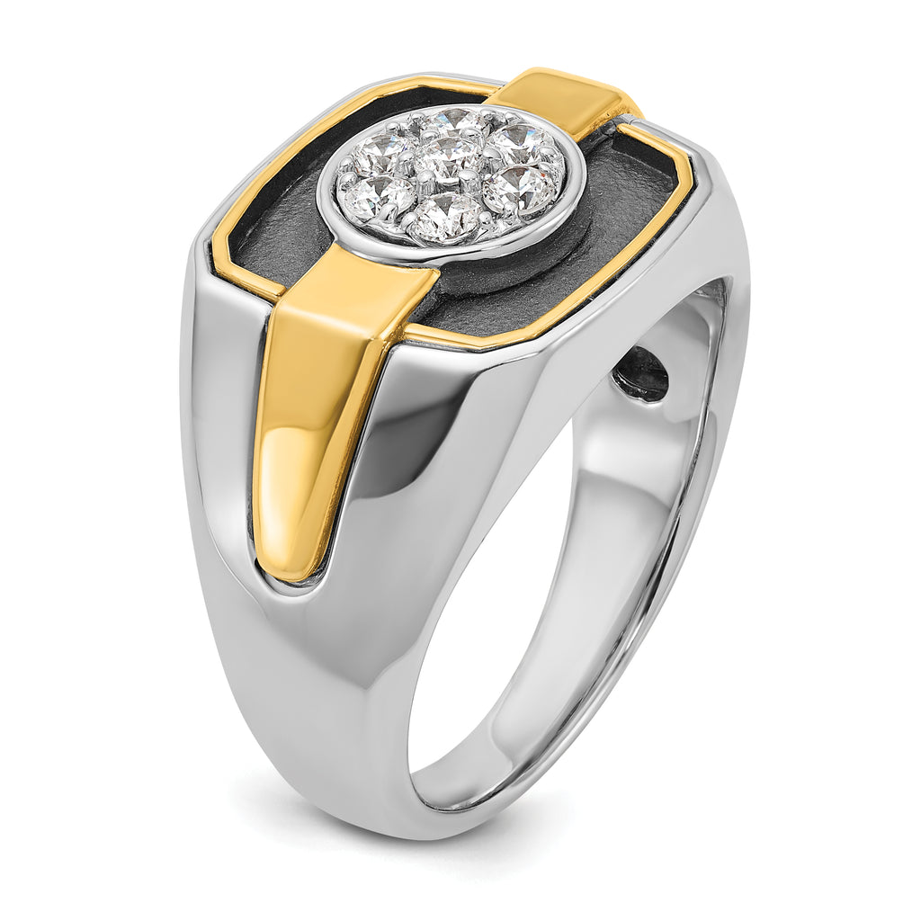 14k Two-tone Mens Polished and Satin Ring Mounting, Mounting Only - Sophia Jewelers