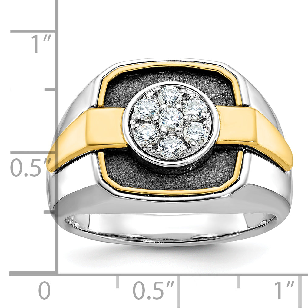 14k Two-tone Mens Polished and Satin Ring Mounting, Mounting Only - Sophia Jewelers