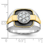 14k Two-tone Mens Polished and Satin Ring Mounting, Mounting Only - Sophia Jewelers