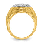10k Two-tone Men's Polished and Textured 1 5/8 Carat A Quality Diamond Oval Cluster Ring