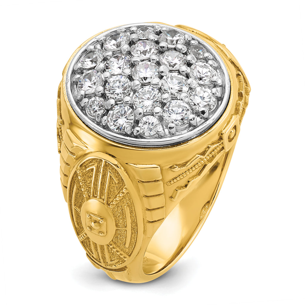 14k Two-tone Men's Polished and Textured 1 5/8 Carat AA Quality Diamond Oval Cluster Ring - Sophia Jewelers