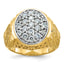 14k Two-tone Men's Polished and Textured 1 5/8 Carat AA Quality Diamond Oval Cluster Ring - Sophia Jewelers