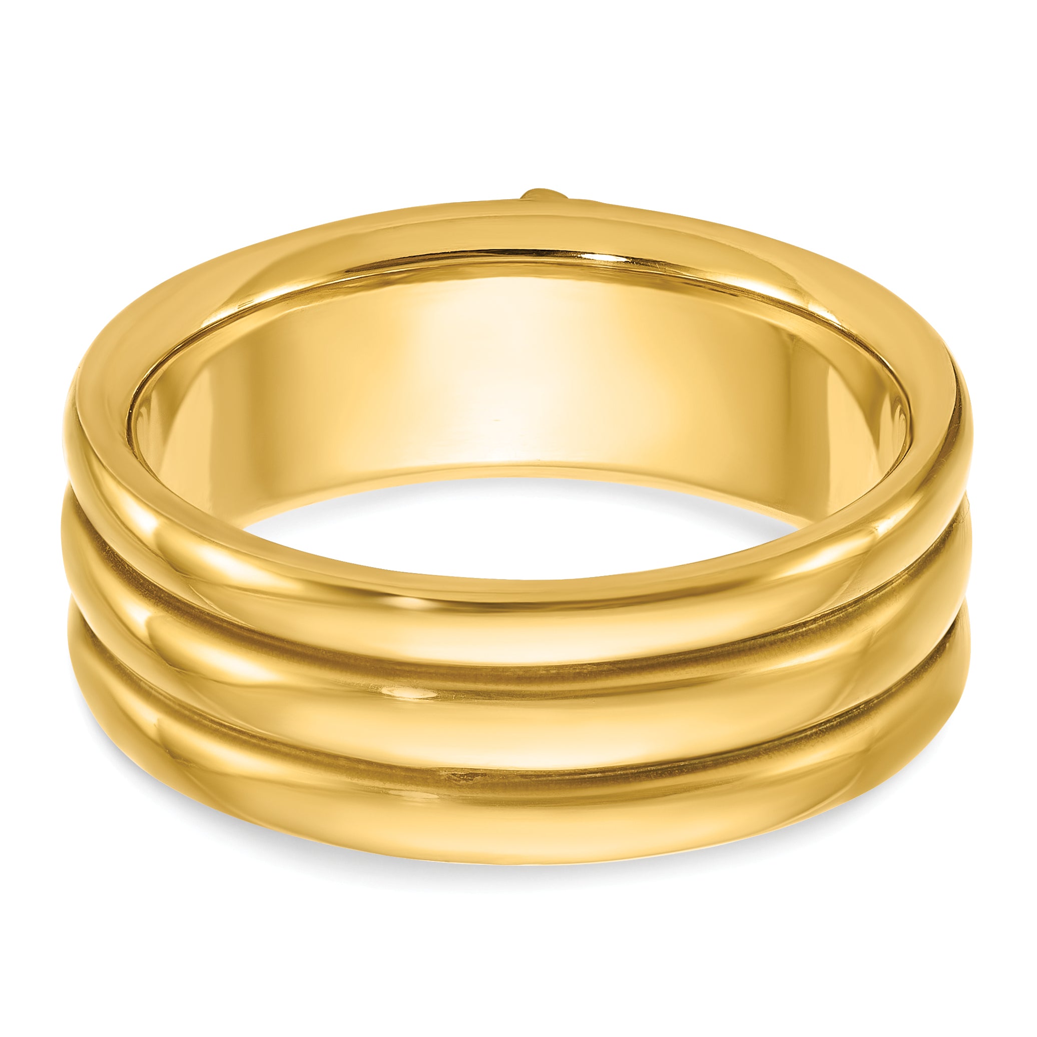 10k Men's Polished and Grooved with Black Enamel Active 33rd Degree Masonic Ring