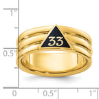 14k Men's Polished and Grooved with Black Enamel Active 33rd Degree Masonic Ring
