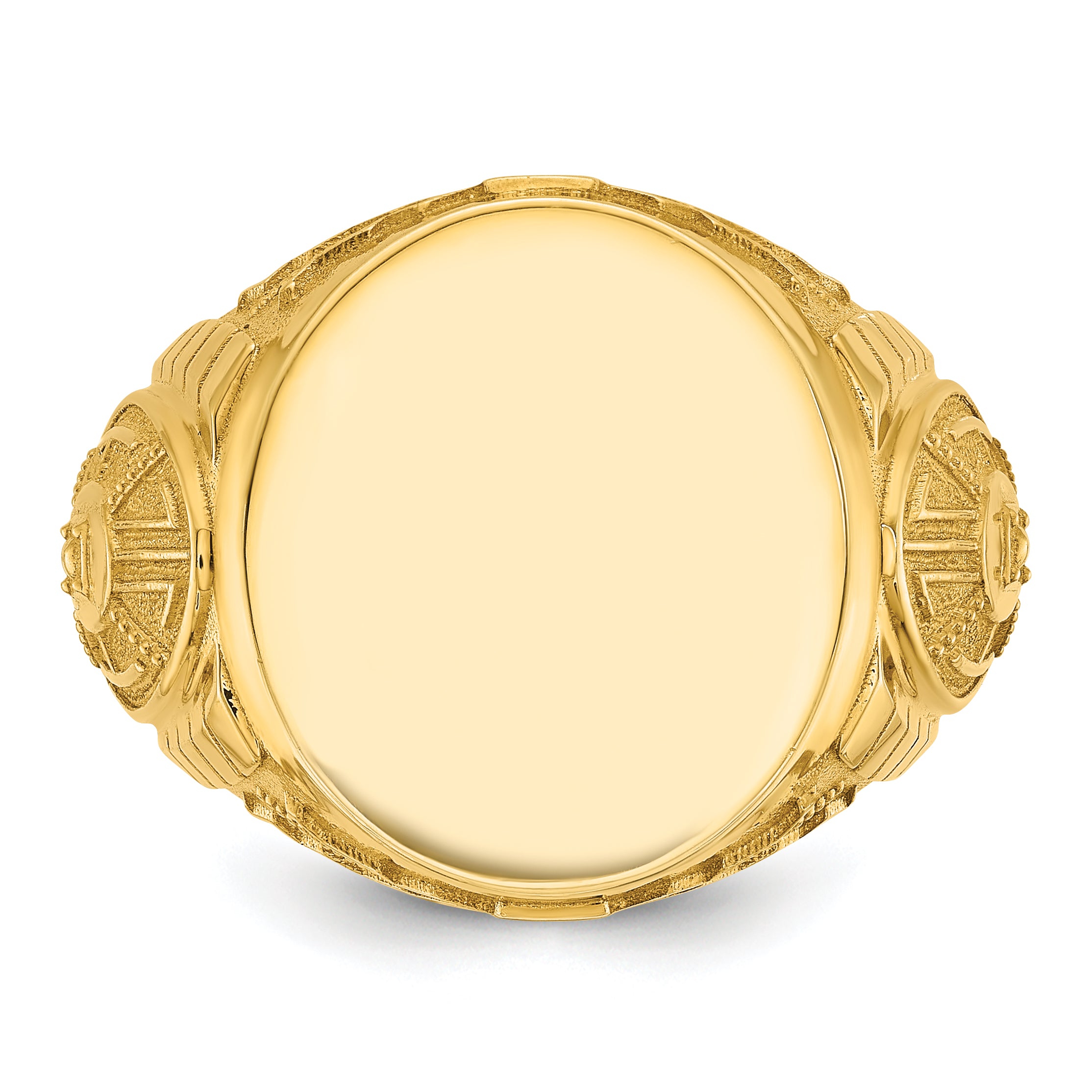 14k 18.5x15.75mm Men's Round Signet Ring