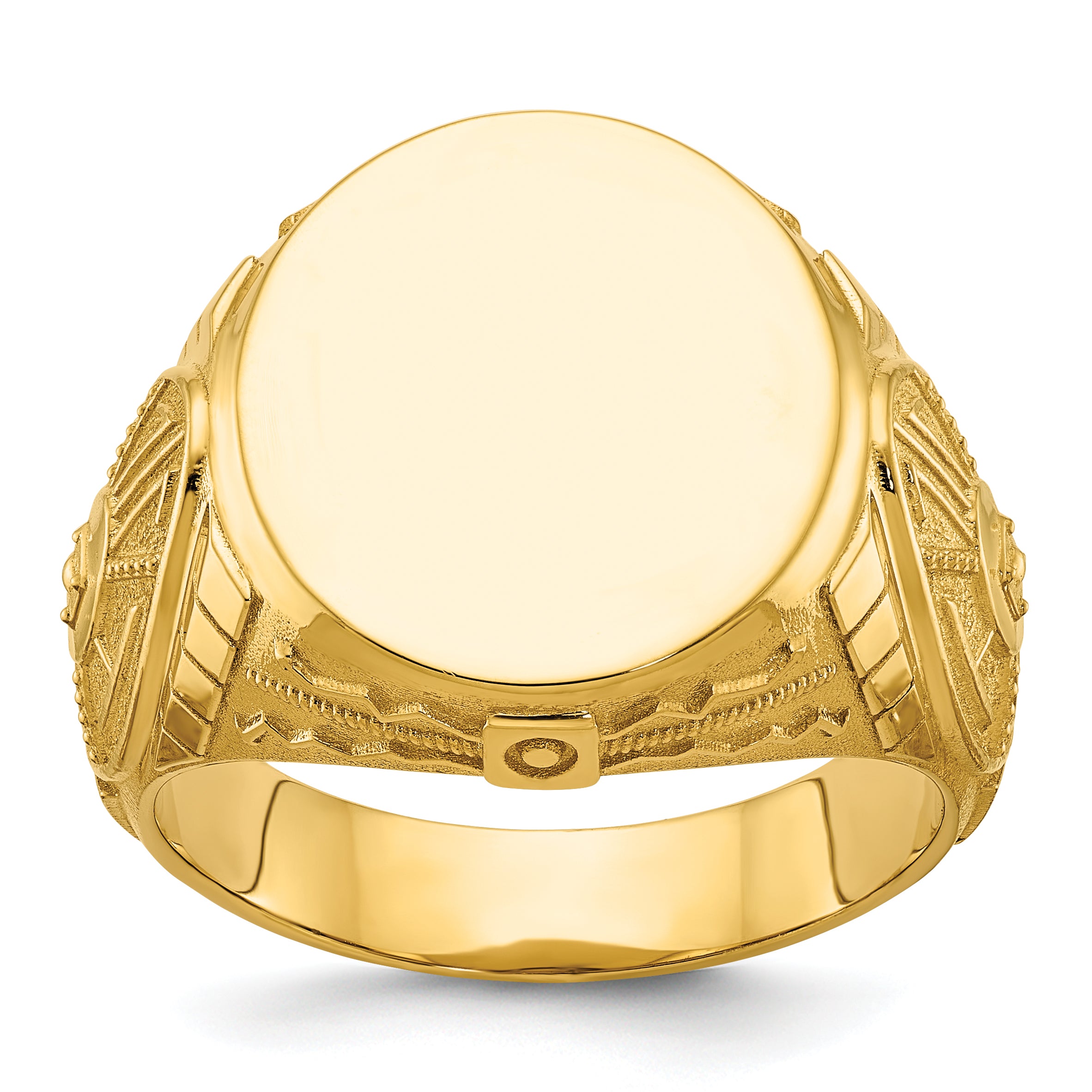14k 18.5x15.75mm Men's Round Signet Ring Main image
