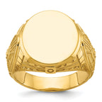 14k 18.5x15.75mm Men's Round Signet Ring