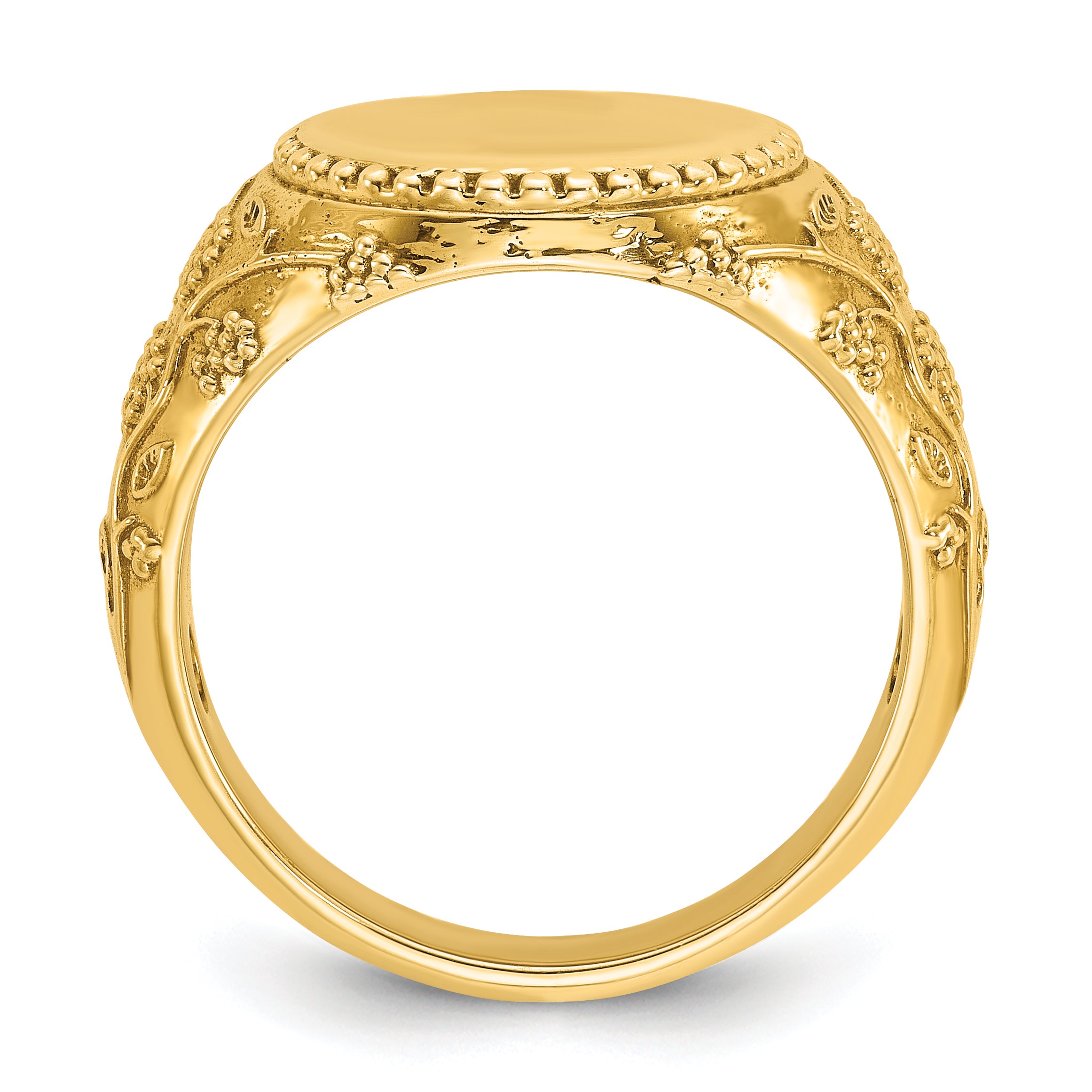 14k 12.5x12.5mm Men's Round Signet Ring