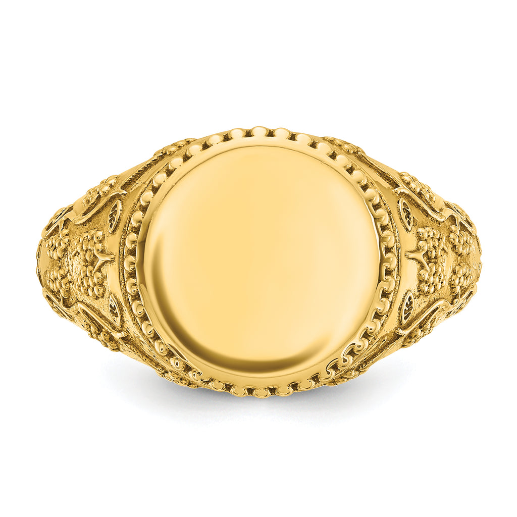 14k 12.5x12.5mm Men's Round Signet Ring