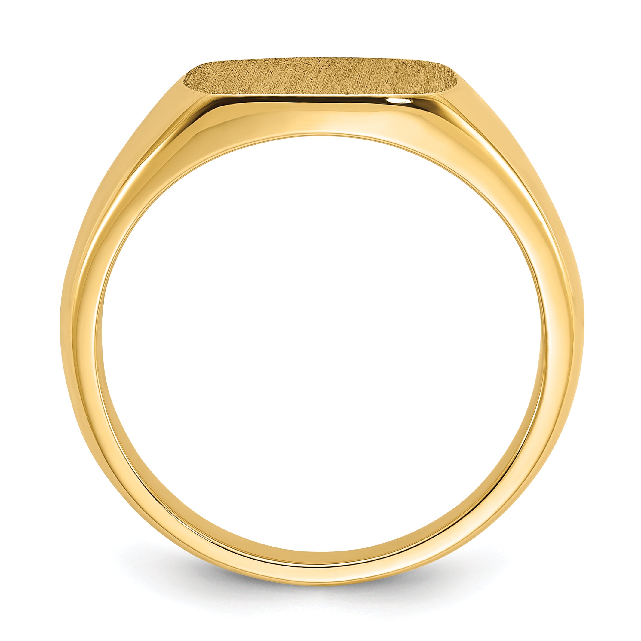 14k 12x12mm Men's Satin Top Cushion Signet Ring Secondary image