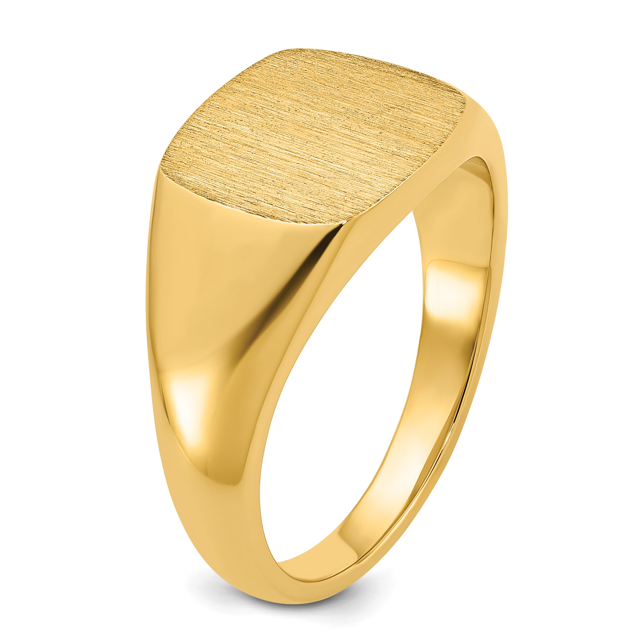 14k 12x12mm Men's Satin Top Cushion Signet Ring