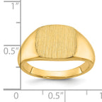 14k 12x12mm Men's Satin Top Cushion Signet Ring