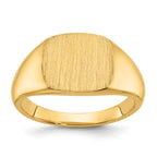 14k 12x12mm Men's Satin Top Cushion Signet Ring