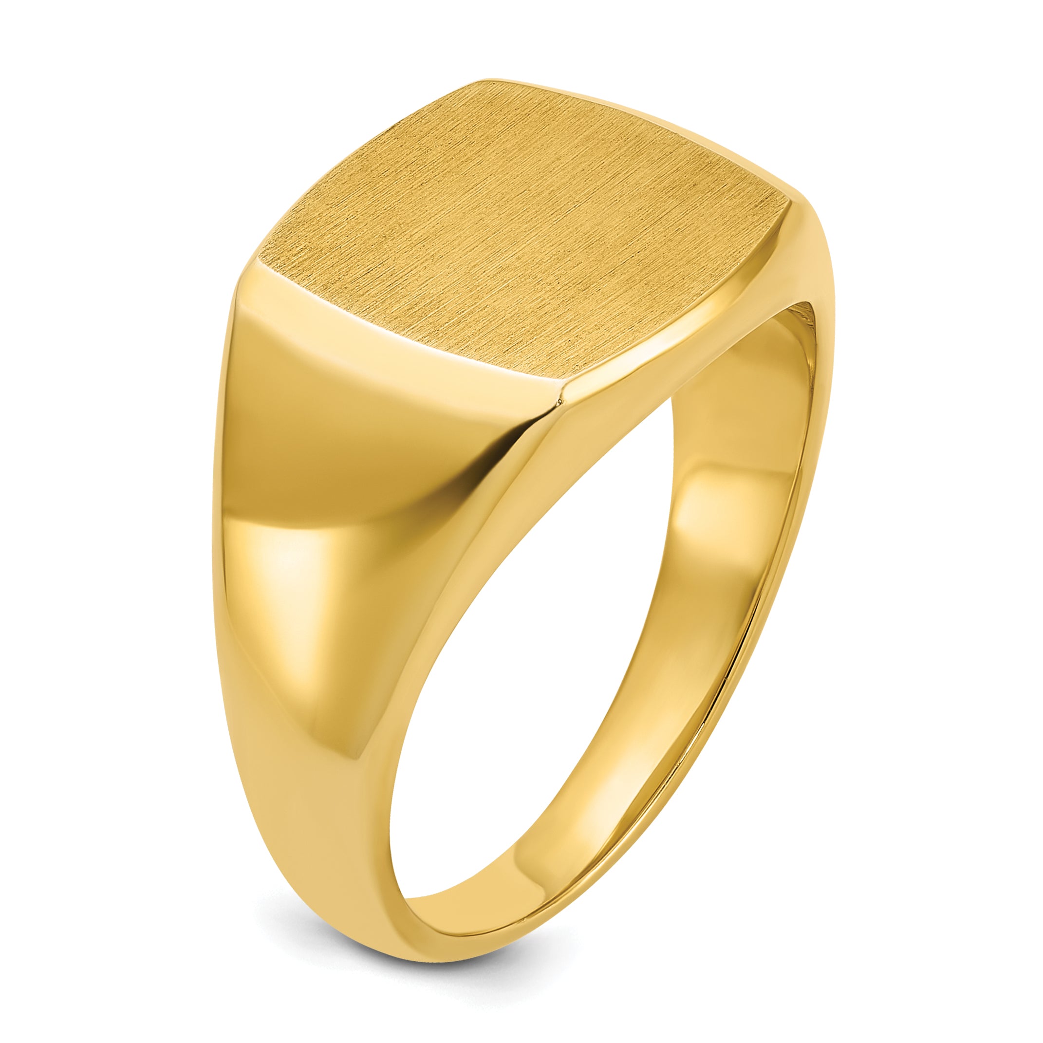 14k 14x14mm Men's Cushion Signet Ring