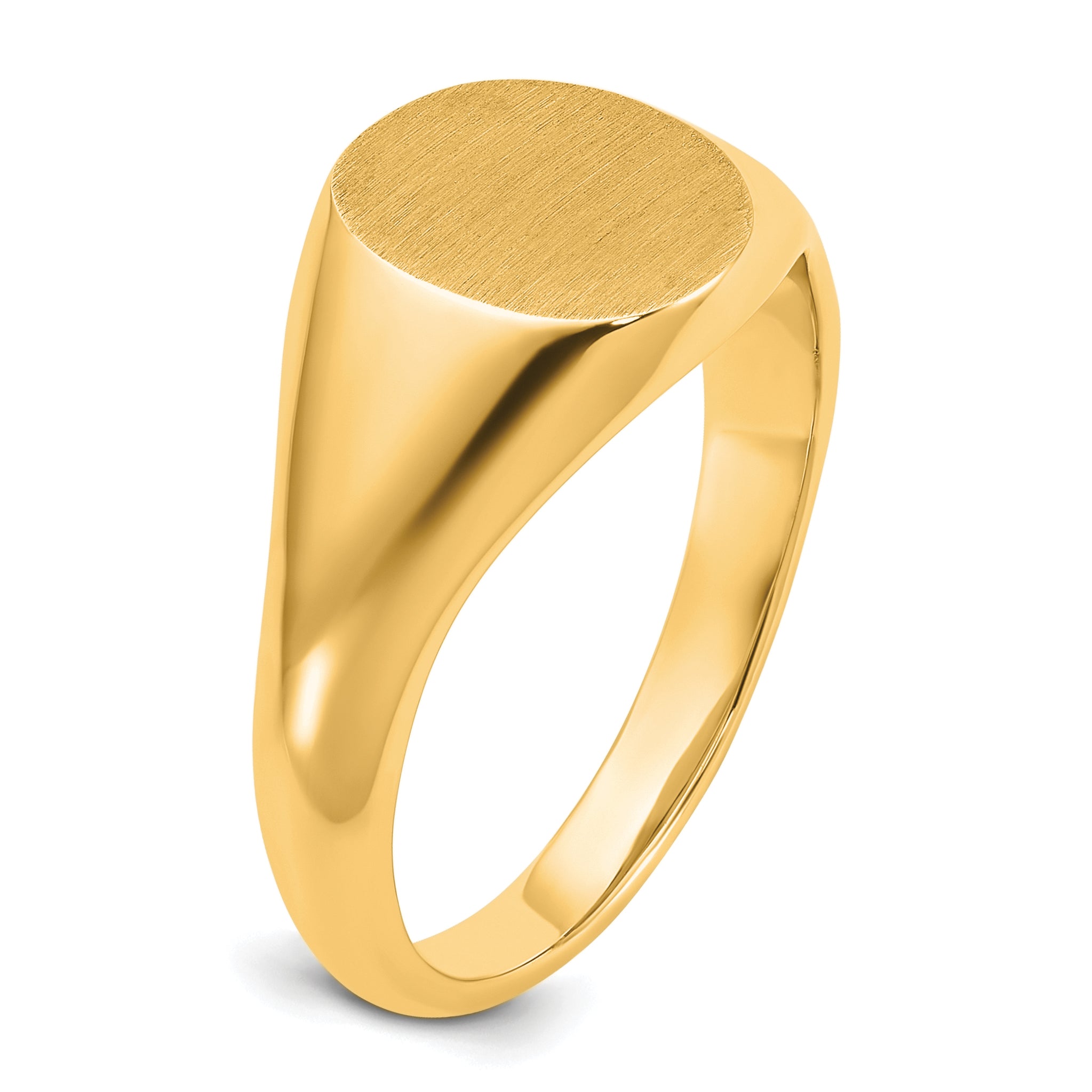 14k 12x10mm Men's Round Signet Ring