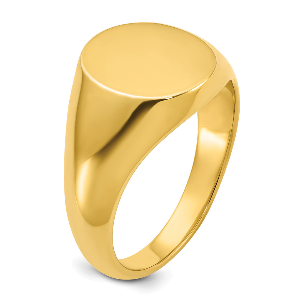 14k 14x12mm Men's Round Signet Ring