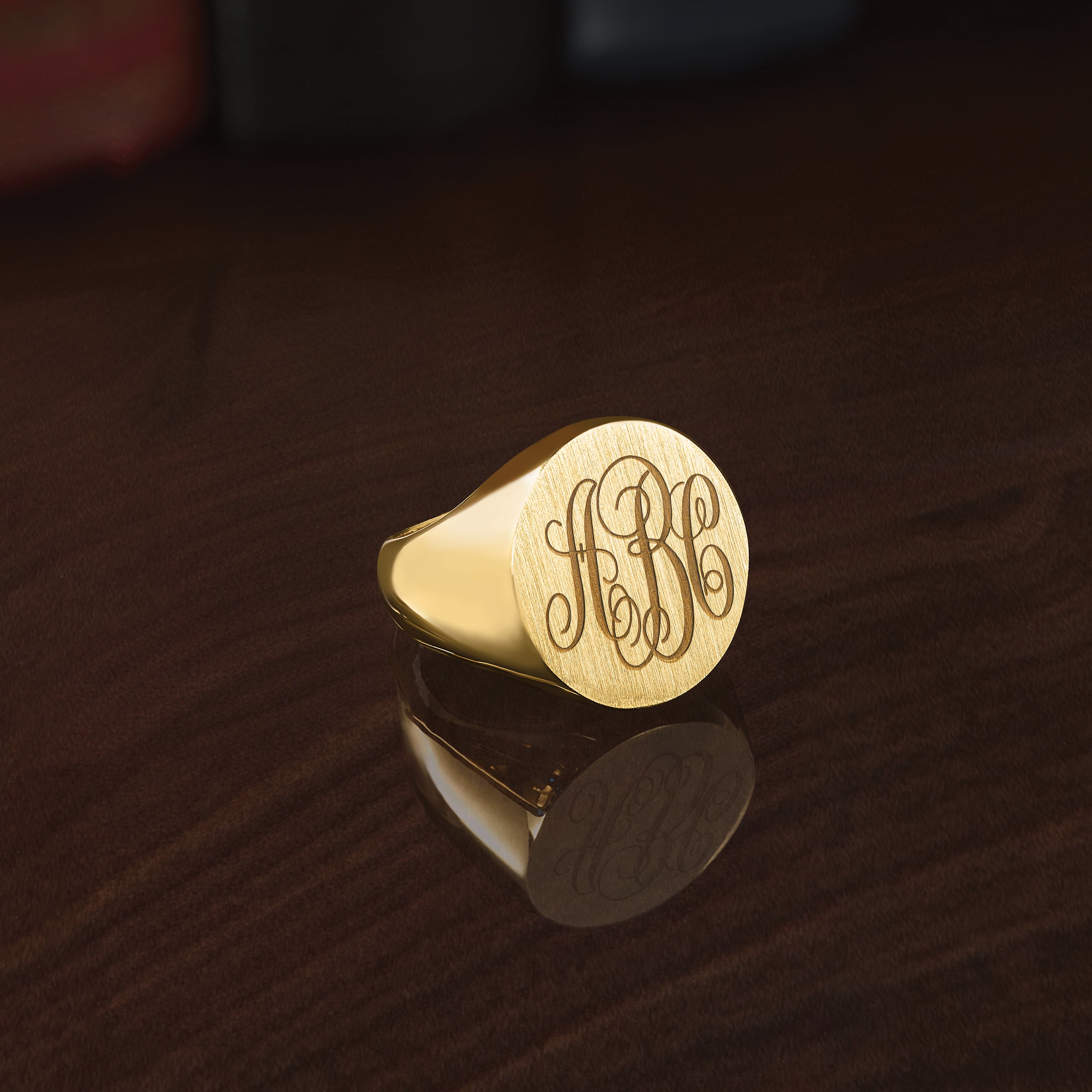 14k 20x18mm Men's Round Signet Ring