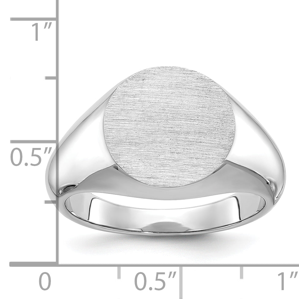 14k White Gold 16x14mm Men's Round Signet Ring Secondary image
