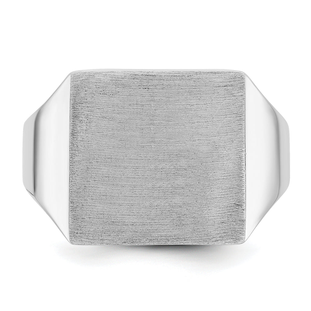 14k White Gold 16x16mm Men's Square Signet Ring
