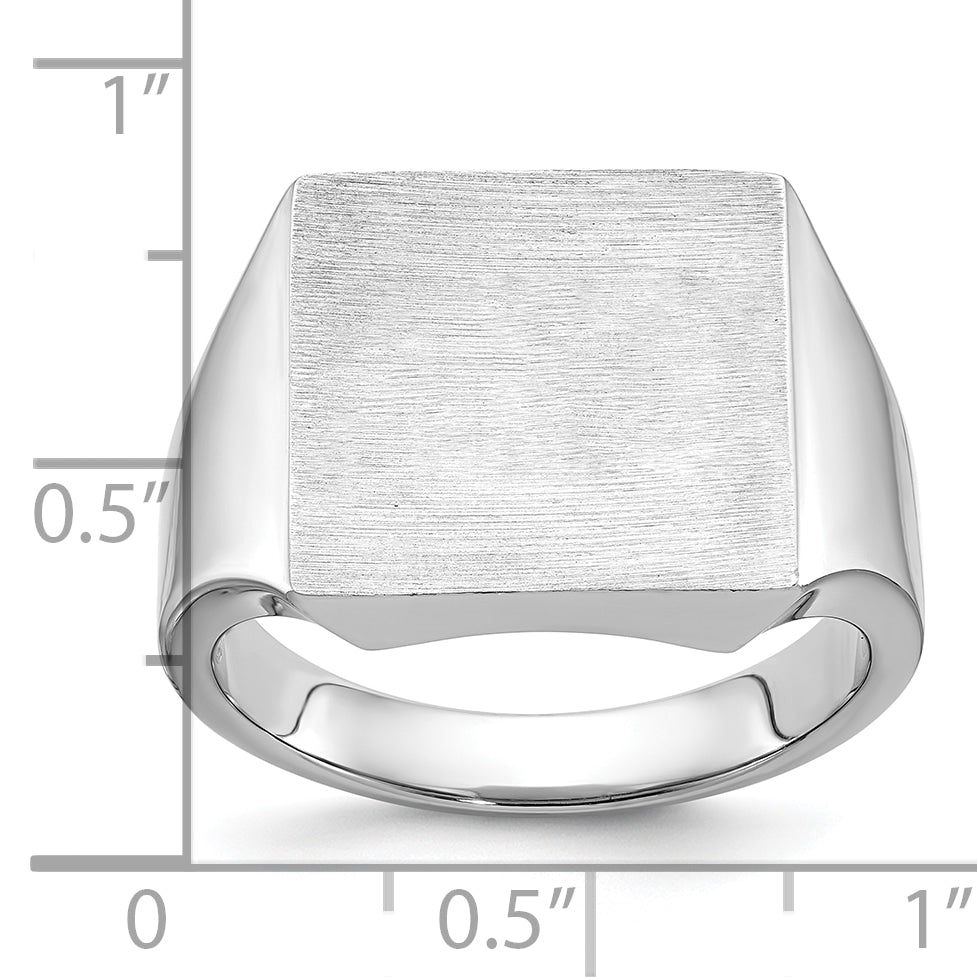 14k White Gold 16x16mm Men's Square Signet Ring