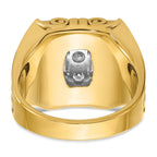 14k Two-tone Men's Polished and Textured Scroll Design Square Cluster Ring Mounting, Mounting Only - Sophia Jewelers