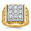 14k Two-tone Men's Polished and Textured Scroll Design Square Cluster Ring Mounting, Mounting Only - Sophia Jewelers