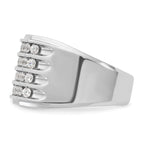 10k White Gold Men's Polished and Grooved 4-Row Ring Mounting, Mounting Only - Sophia Jewelers