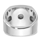 14k White Gold Mens Polished and Grooved 4-Row 1.6 Carat AA Quality Diamond Ring - Sophia Jewelers
