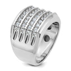 10k White Gold Men's Polished and Grooved 4-Row Ring Mounting, Mounting Only - Sophia Jewelers