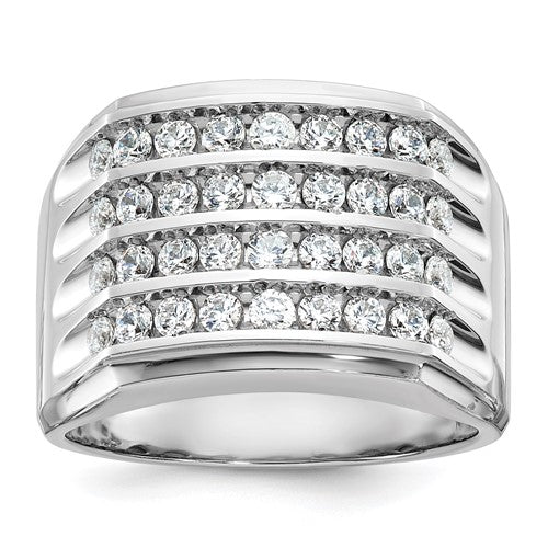 Men's Four Row Ring in 14K White Gold (1 5/8 ct. tw.), Size 10 - Sophia Jewelers