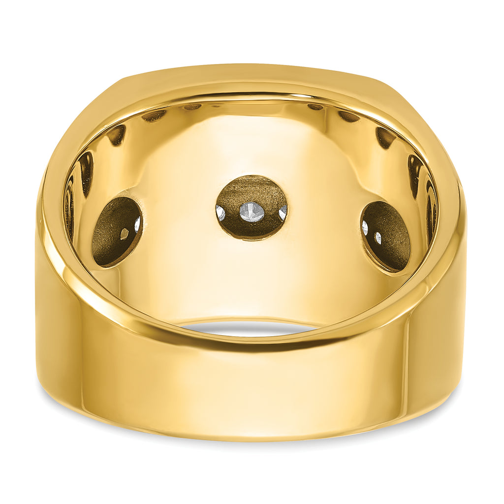 14k Mens Polished and Grooved 4-Row Ring Mounting, Mounting Only - Sophia Jewelers