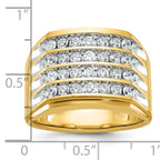 14k with White Rhodium Mens Polished and Grooved 4-Row 1.6 Carat AA Quality Diamond Ring - Sophia Jewelers