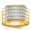 14k with White Rhodium Mens Polished and Grooved 4-Row 1.6 Carat AA Quality Diamond Ring - Sophia Jewelers