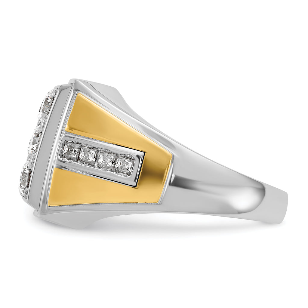 14k Two-tone Mens Polished Square Cluster Ring Mounting, Mounting Only - Sophia Jewelers