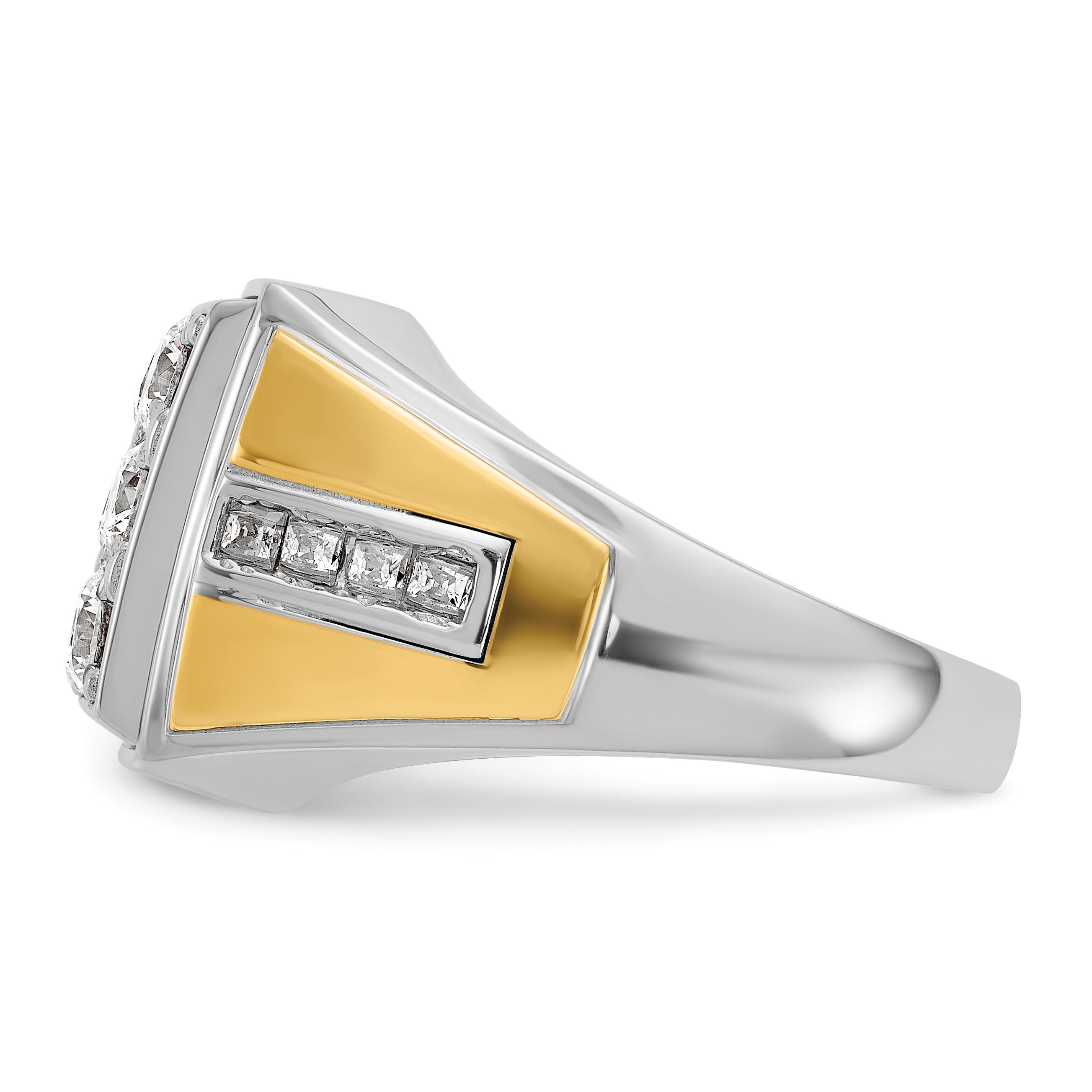 14k Two-tone Men's Polished 2 1/3 Carat AA Quality Diamond Square Cluster Ring - Sophia Jewelers