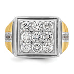 14k Two-tone Mens Polished Square Cluster Ring Mounting, Mounting Only - Sophia Jewelers
