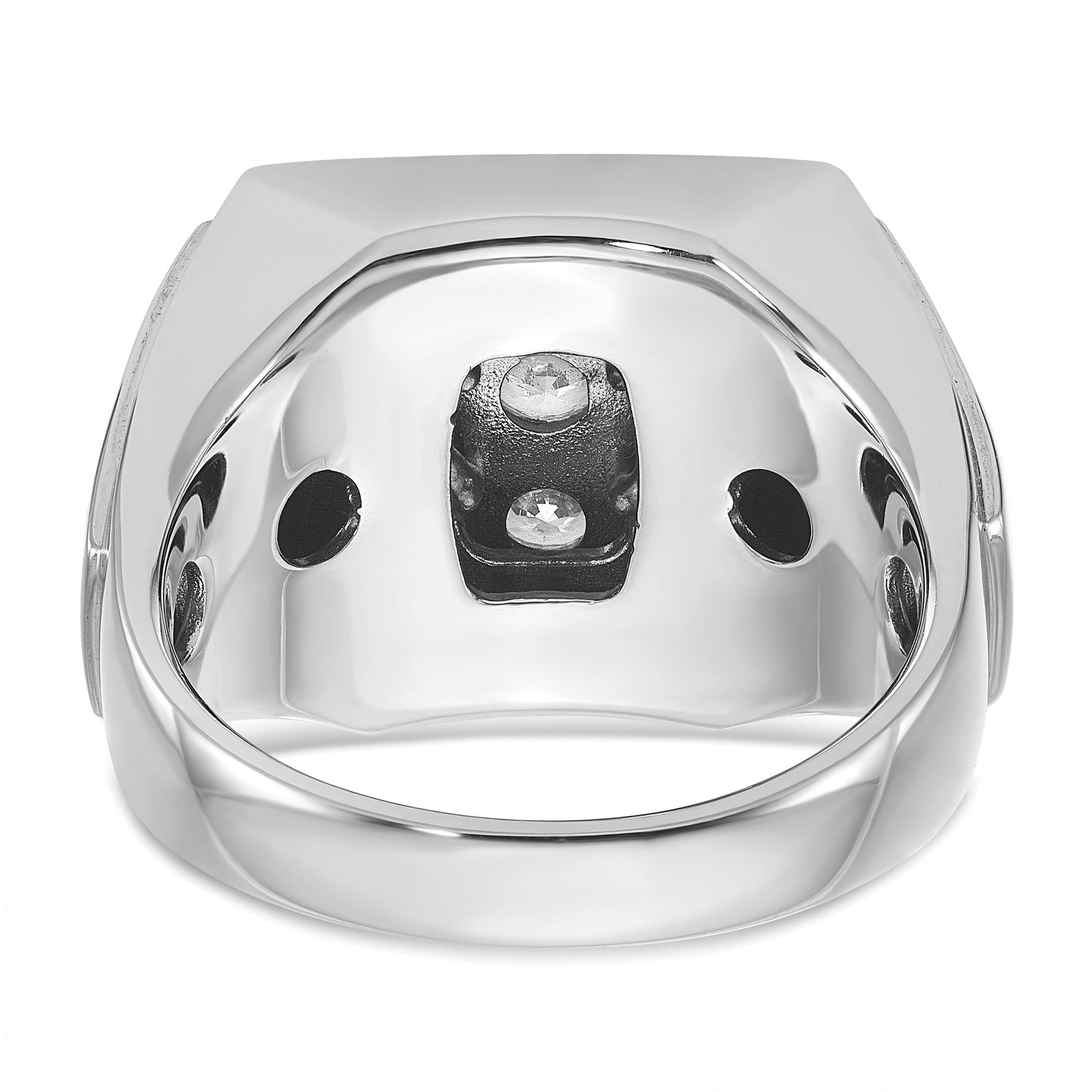 14k Two-tone Mens Polished Square Cluster Ring Mounting, Mounting Only - Sophia Jewelers