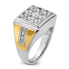 14k Two-tone Men's Polished 2 1/3 Carat AA Quality Diamond Square Cluster Ring - Sophia Jewelers