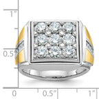14k Two-tone Mens Polished Square Cluster Ring Mounting, Mounting Only - Sophia Jewelers