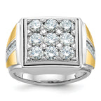 14k Two-tone Mens Polished Square Cluster Ring Mounting, Mounting Only - Sophia Jewelers