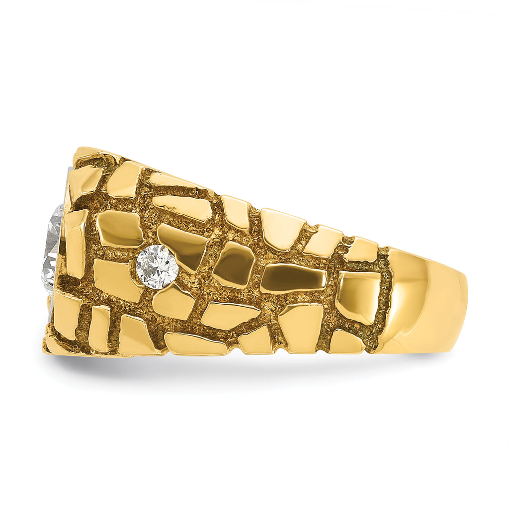 14k Two-tone Mens Diamond Nugget Ring Mounting, Mounting Only - Sophia Jewelers